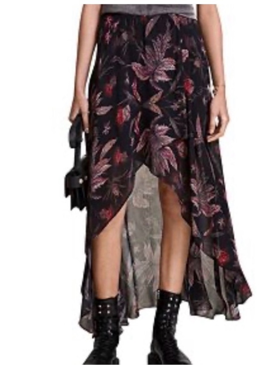 All Saints Dresses & Skirts - All Saints Asymmetrical Black Floral Skirt
